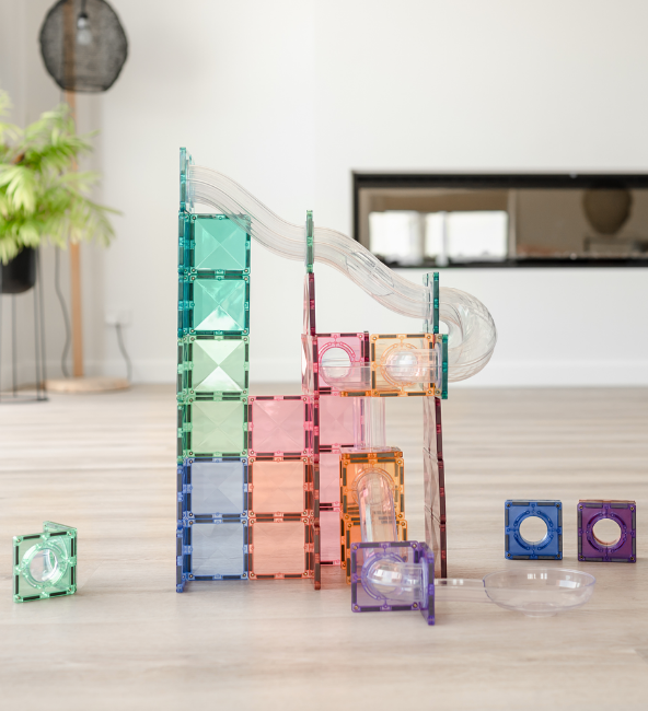 Connetix Tiles | 80 pc Pastel Ball Run Expansion Pack