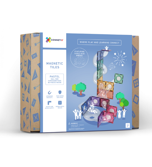 Connetix Tiles | 80 pc Pastel Ball Run Expansion Pack