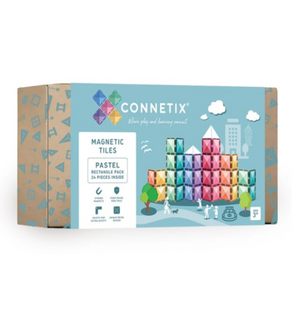 Connetix Tiles | 24 Piece Pastel Rectangle Set